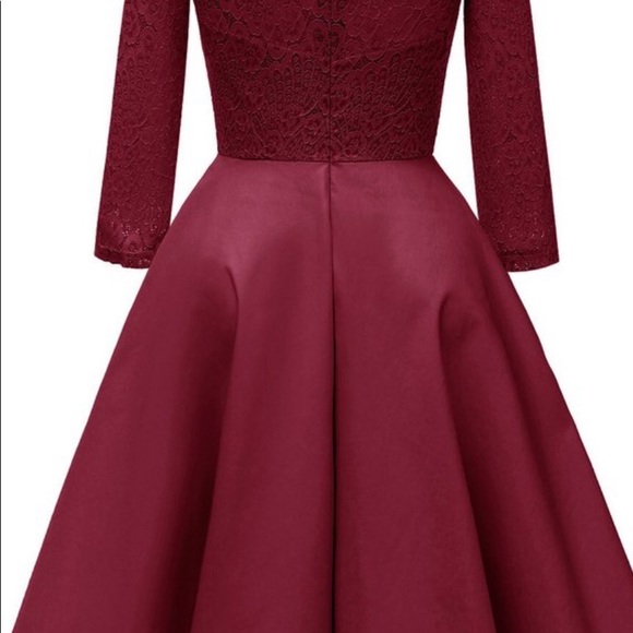 1950s inspired dress 3/4 lace sleeve swing dress - Picture 2 of 4